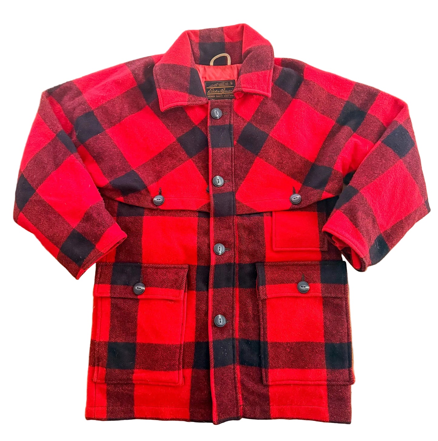 Eddie Bauer Buffalo Plaid Goose Down Wool Jacket, Medium