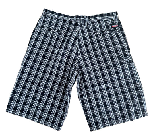 Vintage Dickies Black Grey Plaid Jorts – 2000s Skate Y2K Grunge Cargo Style Shorts - Size 34"w - Large
