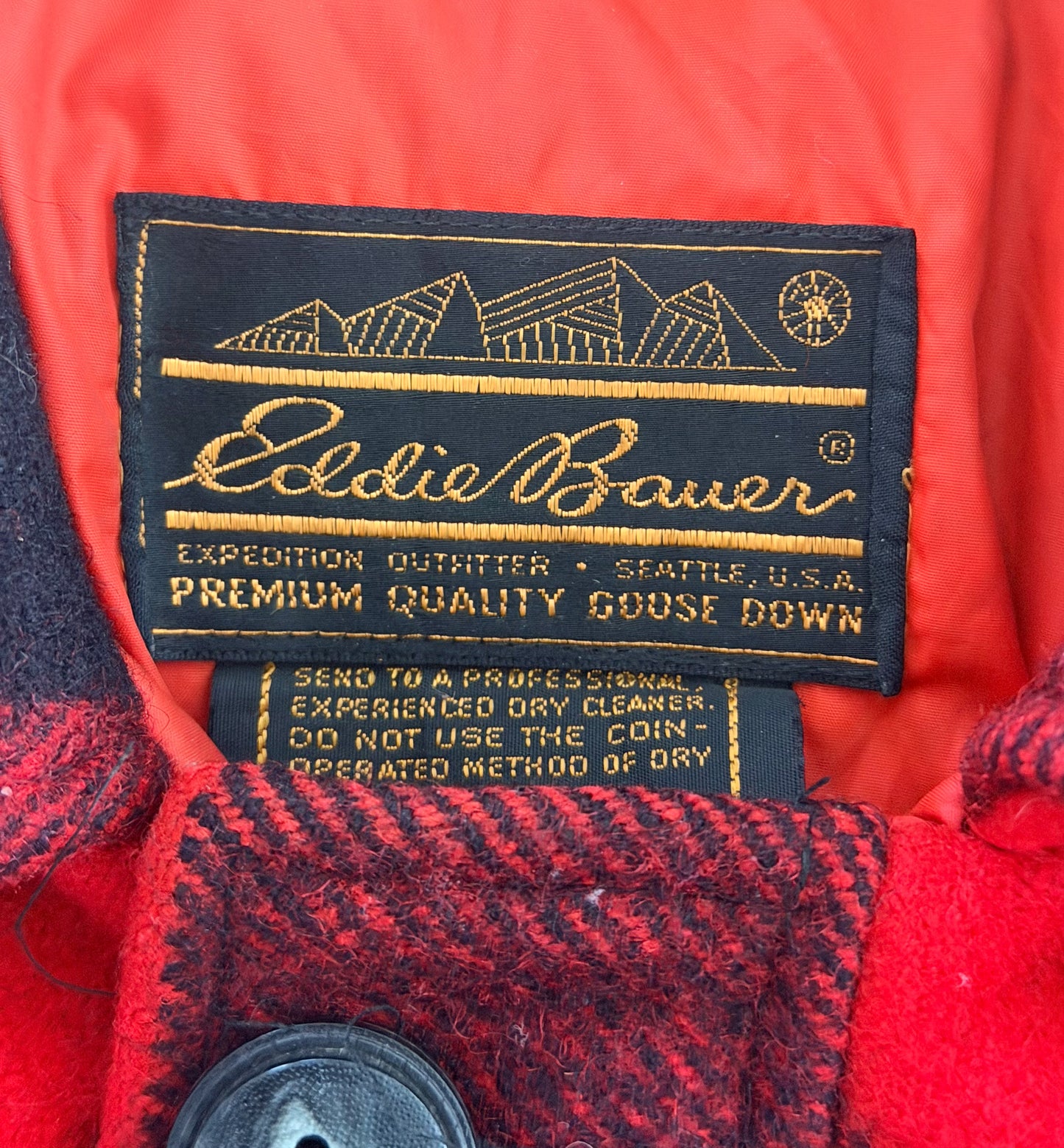 Eddie Bauer Buffalo Plaid Goose Down Wool Jacket, Medium