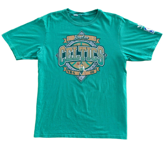 Vintage Boston Celtics Adidas NBA Graphic T-Shirt – Official Licensed Product – Green Tee – Size Large