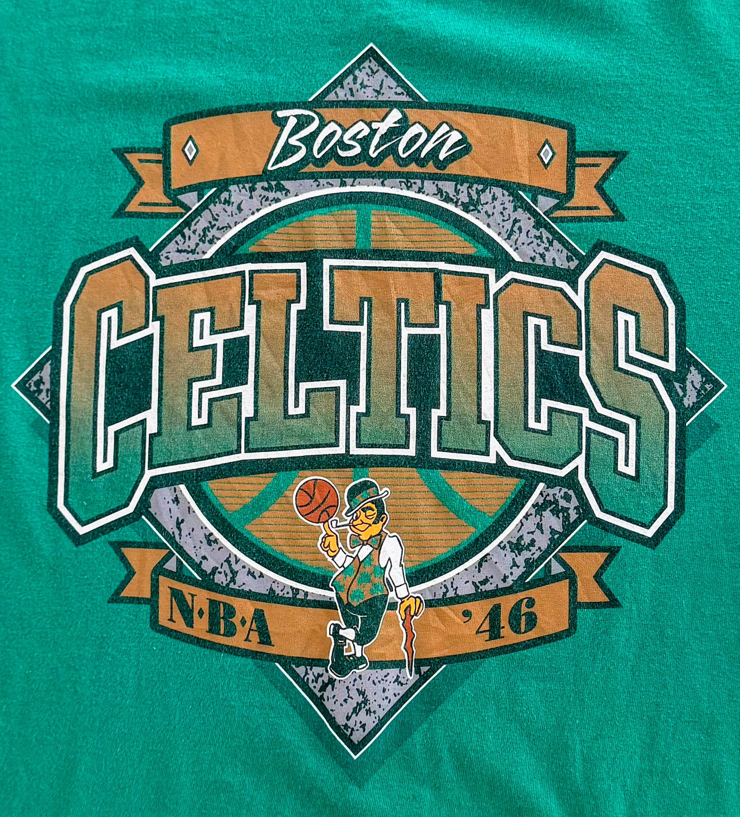 Vintage Boston Celtics Adidas NBA Graphic T-Shirt – Official Licensed Product – Green Tee – Size Large