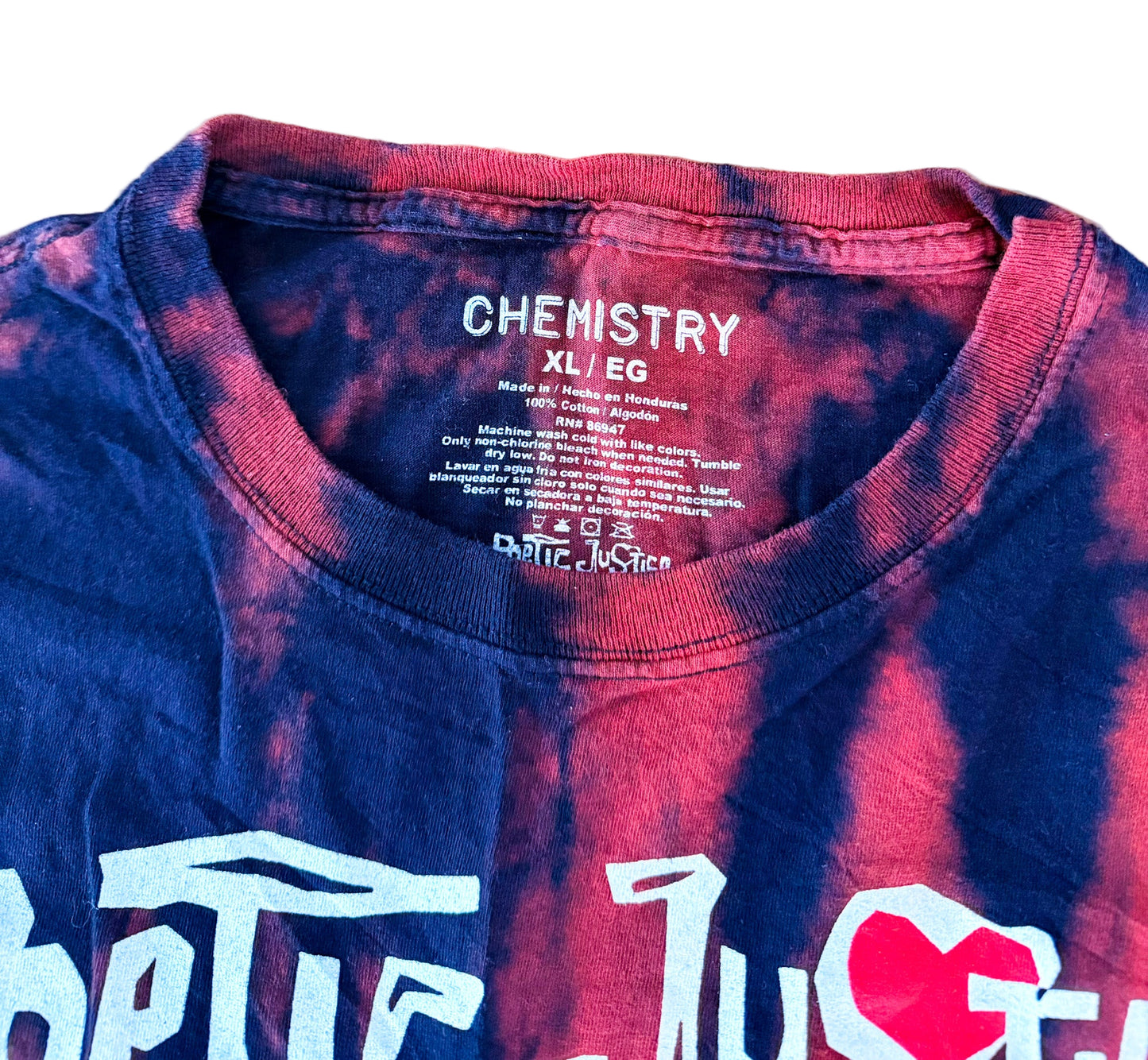 Vintage Poetic Justice Tupac Graphic Tie-Dye – 90s Hip-Hop Rap T-shirt– Red & Black Streetwear, Size-XL