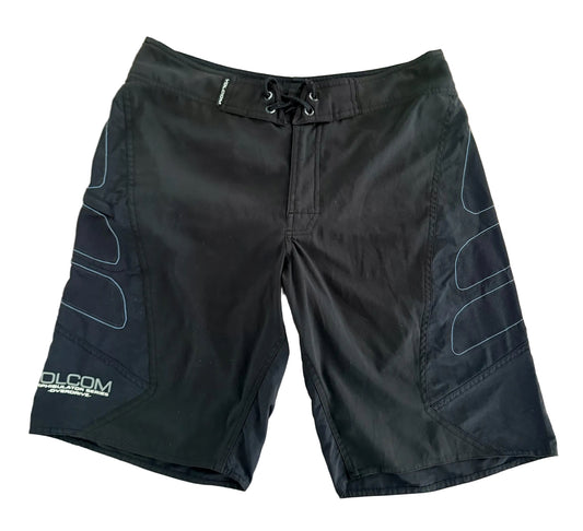 Vintage 2000s Volcom Black Amphibulator Series Overdrive Surf Skate Board Shorts, Size-Medium