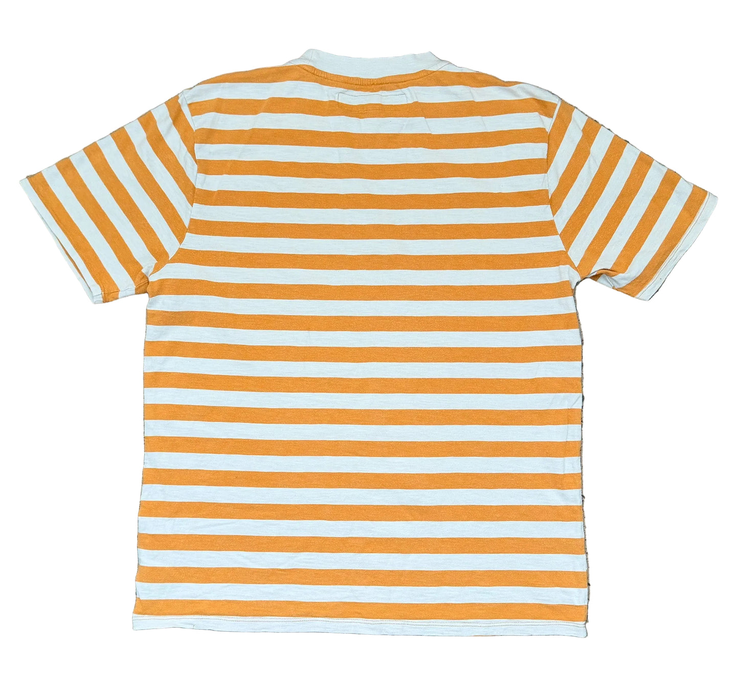 Vintage Guess Originals Los Angeles Striped T-Shirt Mustard White Embroidered Logo 90s Y2K XL