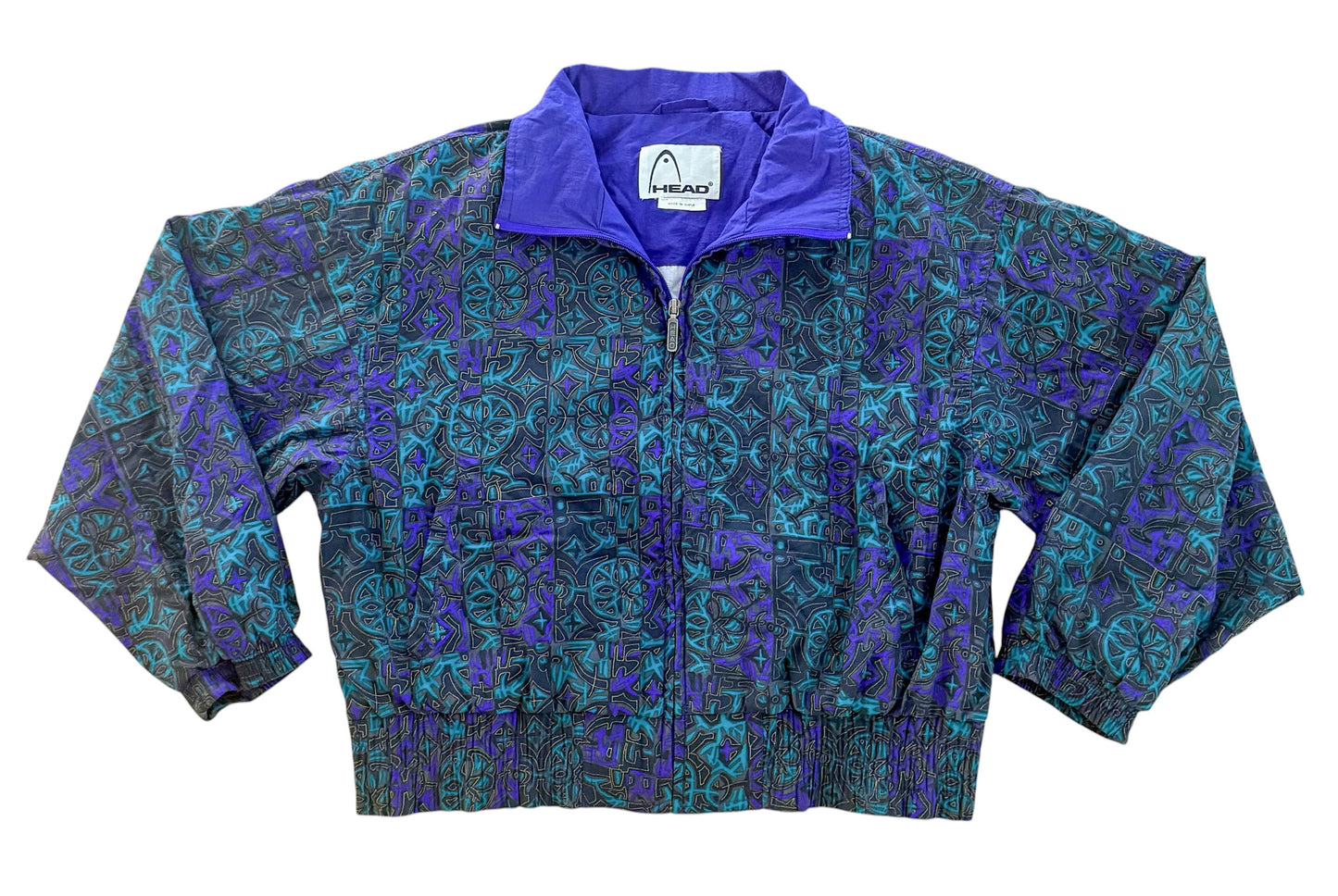 Vintage 90s HEAD Abstract Print Windbreaker Jacket, XL