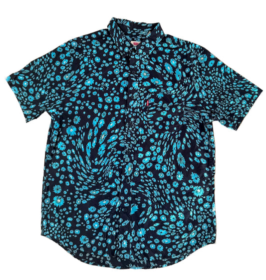 Vintage Levi’s Blue Floral Print Short Sleeve Button Up Shirt, Size-Medium