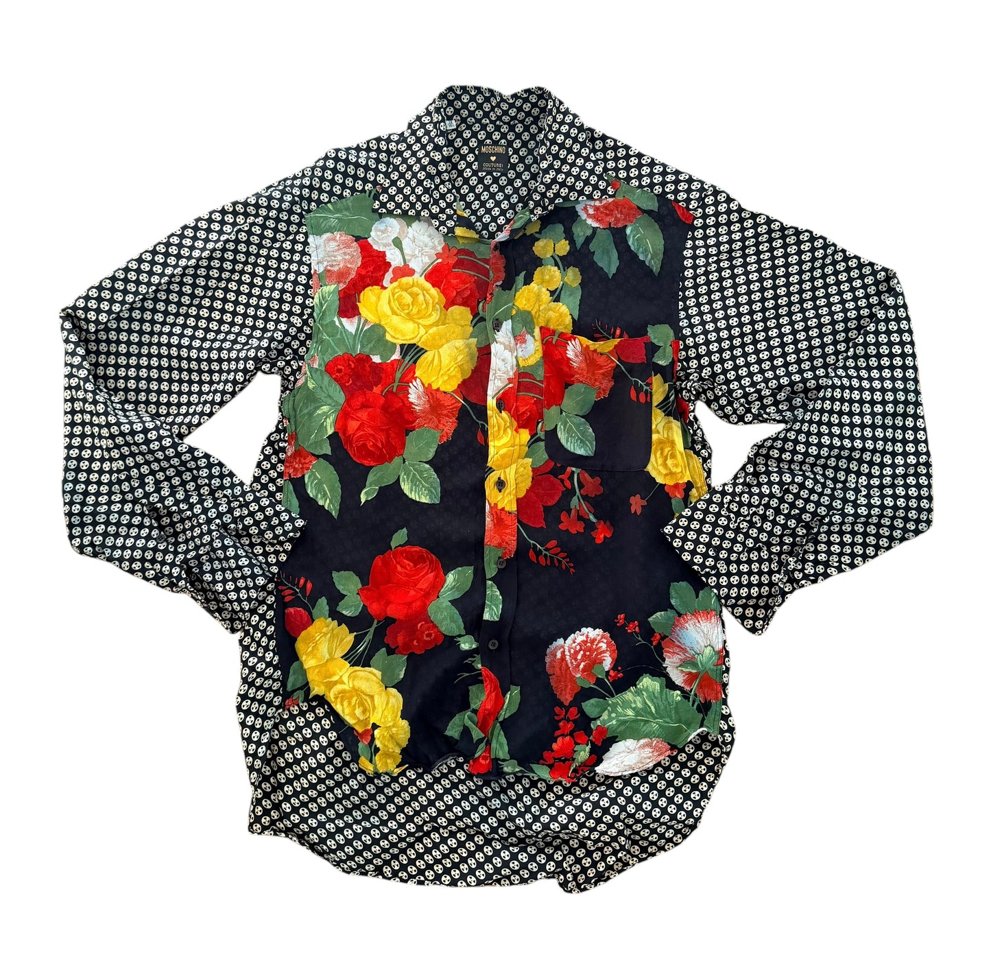 Vintage 90s Moschino Couture Floral Patchwork Blouse, Medium