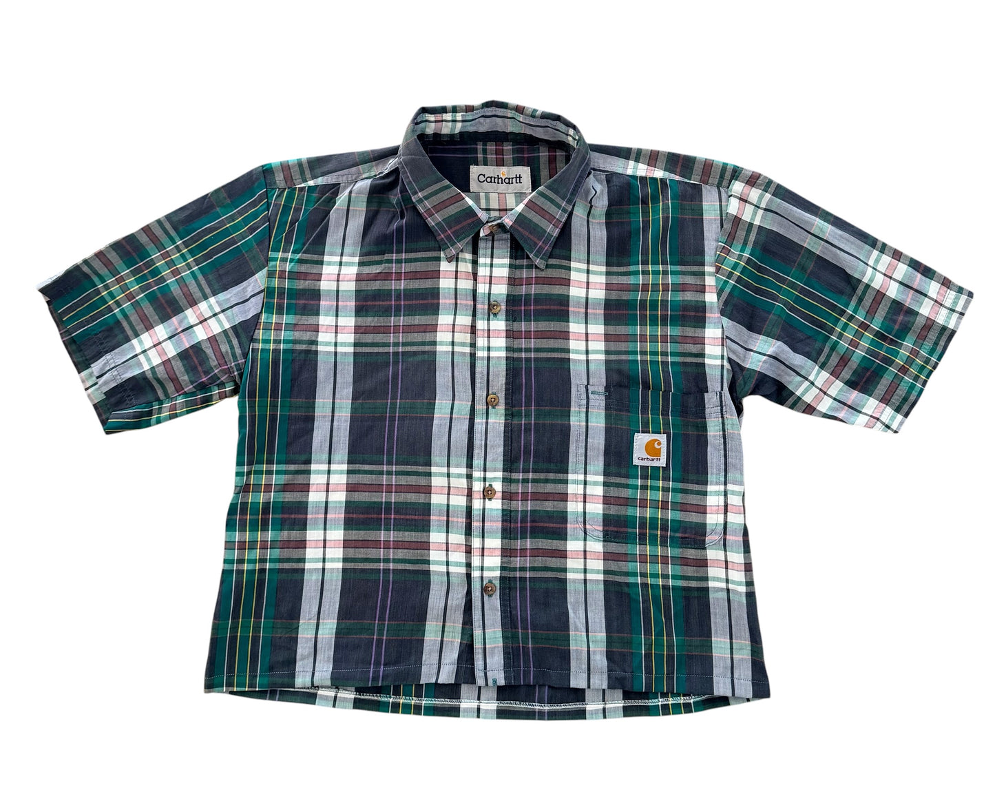 Carhartt Rework Green Plaid Box Fit Shirt, Medium