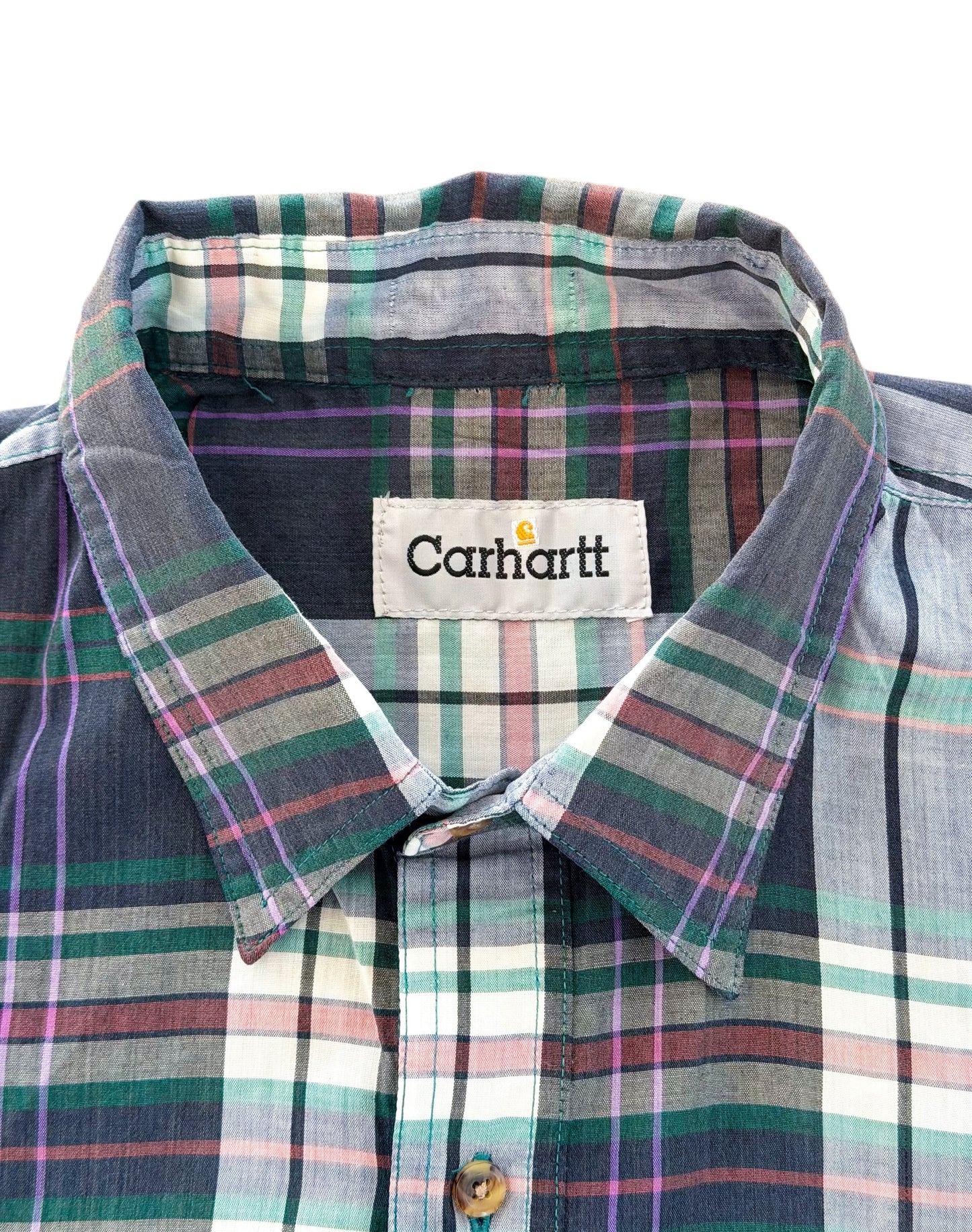 Carhartt Rework Green Plaid Box Fit Shirt, Medium