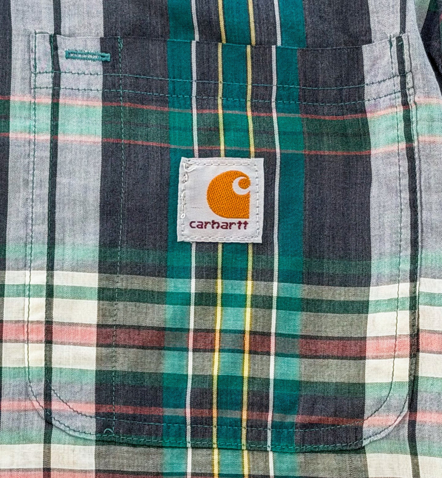 Carhartt Rework Green Plaid Box Fit Shirt, Medium