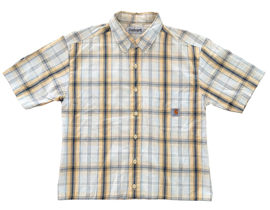 Carhartt Rework Yellow And White Check Box Fit Shirt, Medium