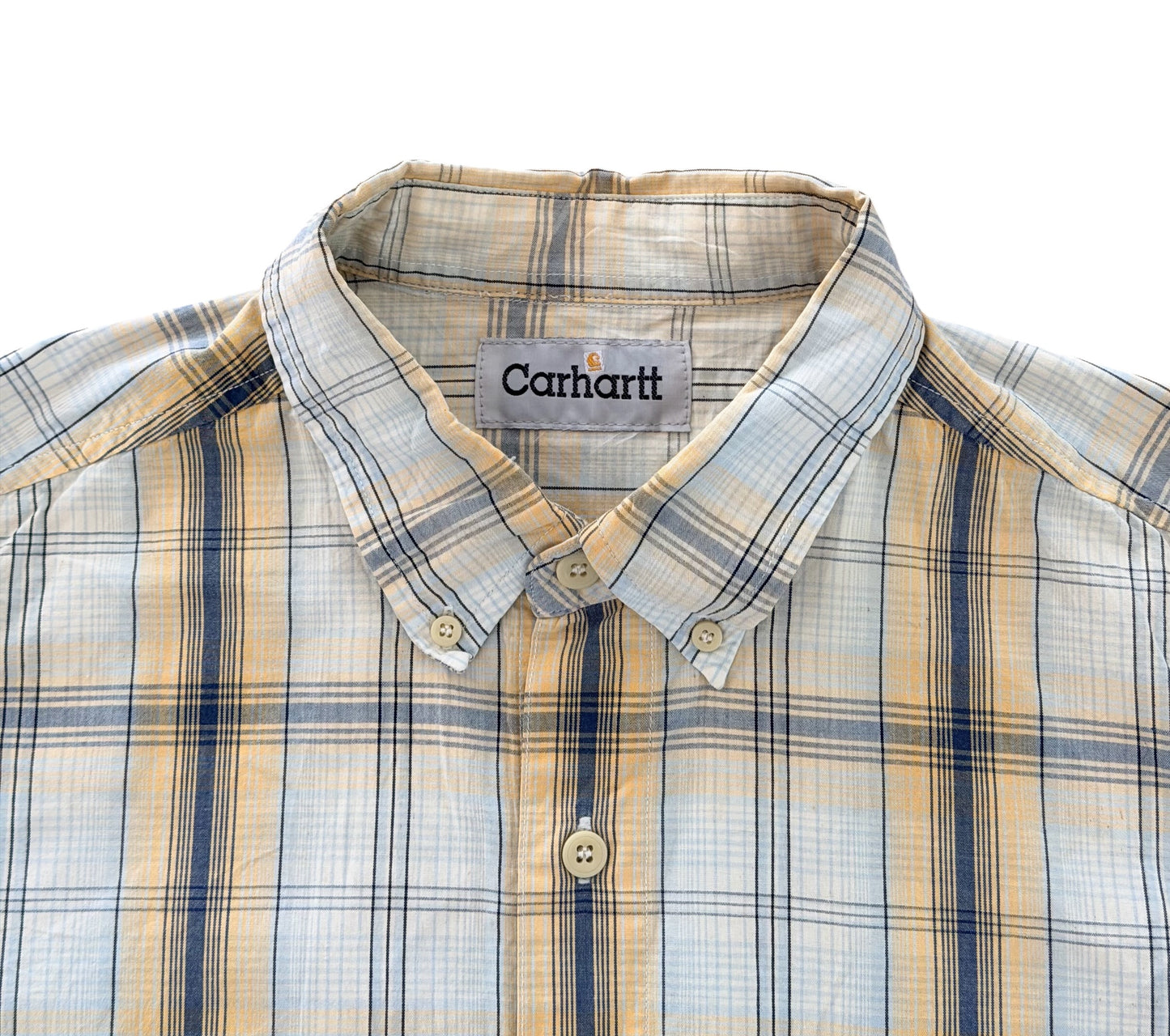 Carhartt Rework Yellow And White Check Box Fit Shirt, Medium