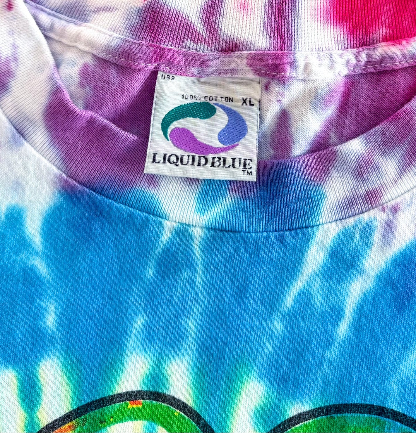 Vintage 90s Rolling Stones Tie Dye Liquid Blue USA Psychedelic Made in USA Single Stitch Band T-Shirt, Size-XL