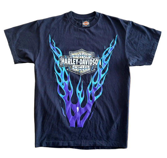 Vintage 90s Harley-Davidson Flame Appleton Clarksville TN USA Biker Single Stitch T-Shirt, Size-Large