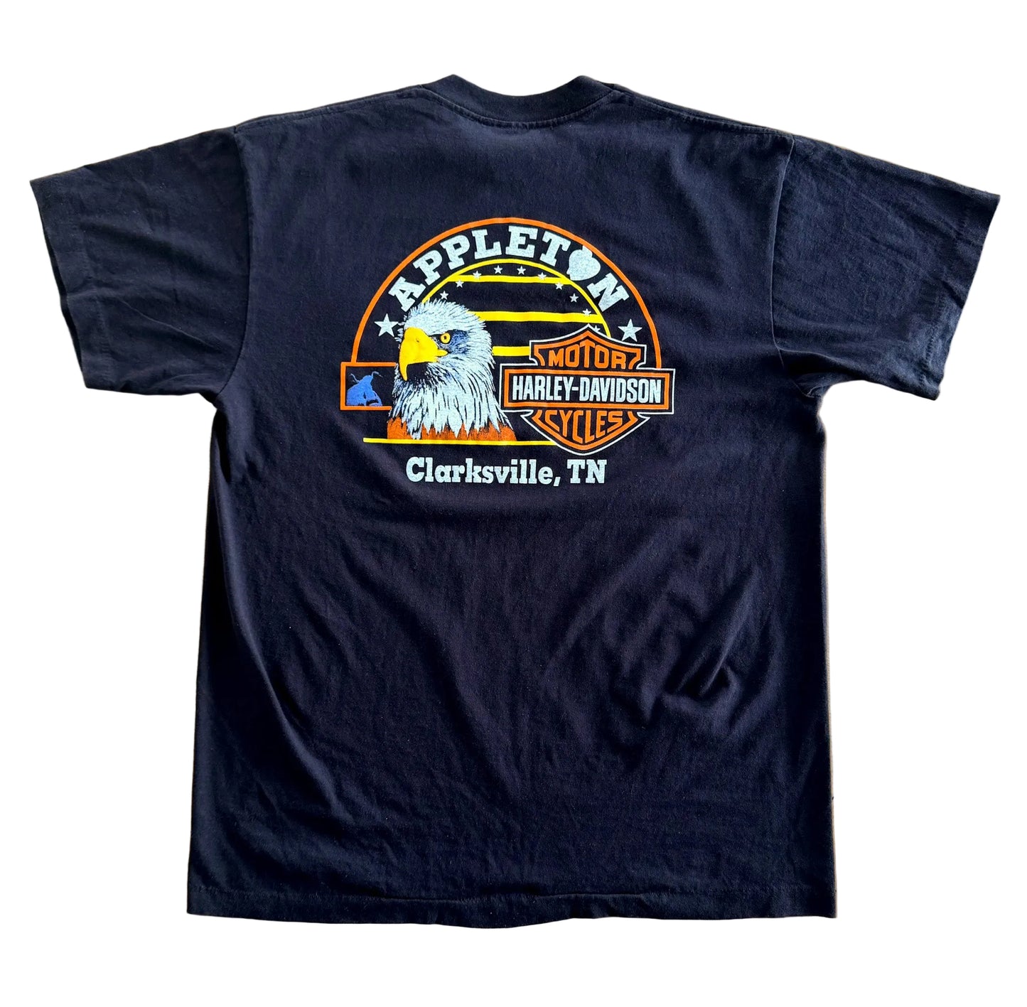 Vintage 90s Harley-Davidson Flame Appleton Clarksville TN USA Biker Single Stitch T-Shirt, Size-Large