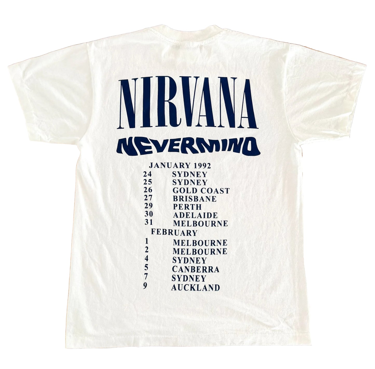 Vintage  Nirvana Nevermind Australia and New Zealand Single Stitch Made USA Tour T-Shirt, Size-Medium
