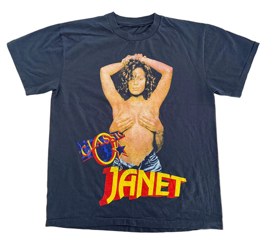 Janet Jackson Single Stitch Made In USA Pop R&B Black Cotton T-Shirt, XL