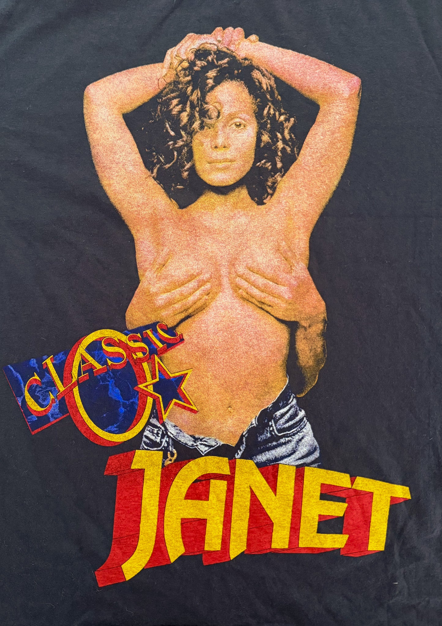 Janet Jackson Single Stitch Made In USA Pop R&B Black Cotton T-Shirt, XL