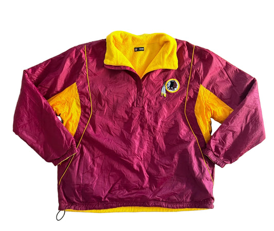 Vintage 90s Washington Redskins NFL Q-Zip Pullover Team Apparel Yellow Fleece Lined USA Jacket, Size-XL