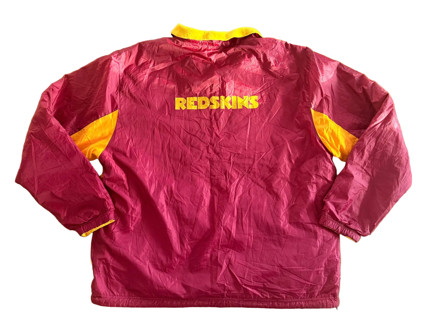 Vintage 90s Washington Redskins NFL Q-Zip Pullover Team Apparel Yellow Fleece Lined USA Jacket, Size-XL