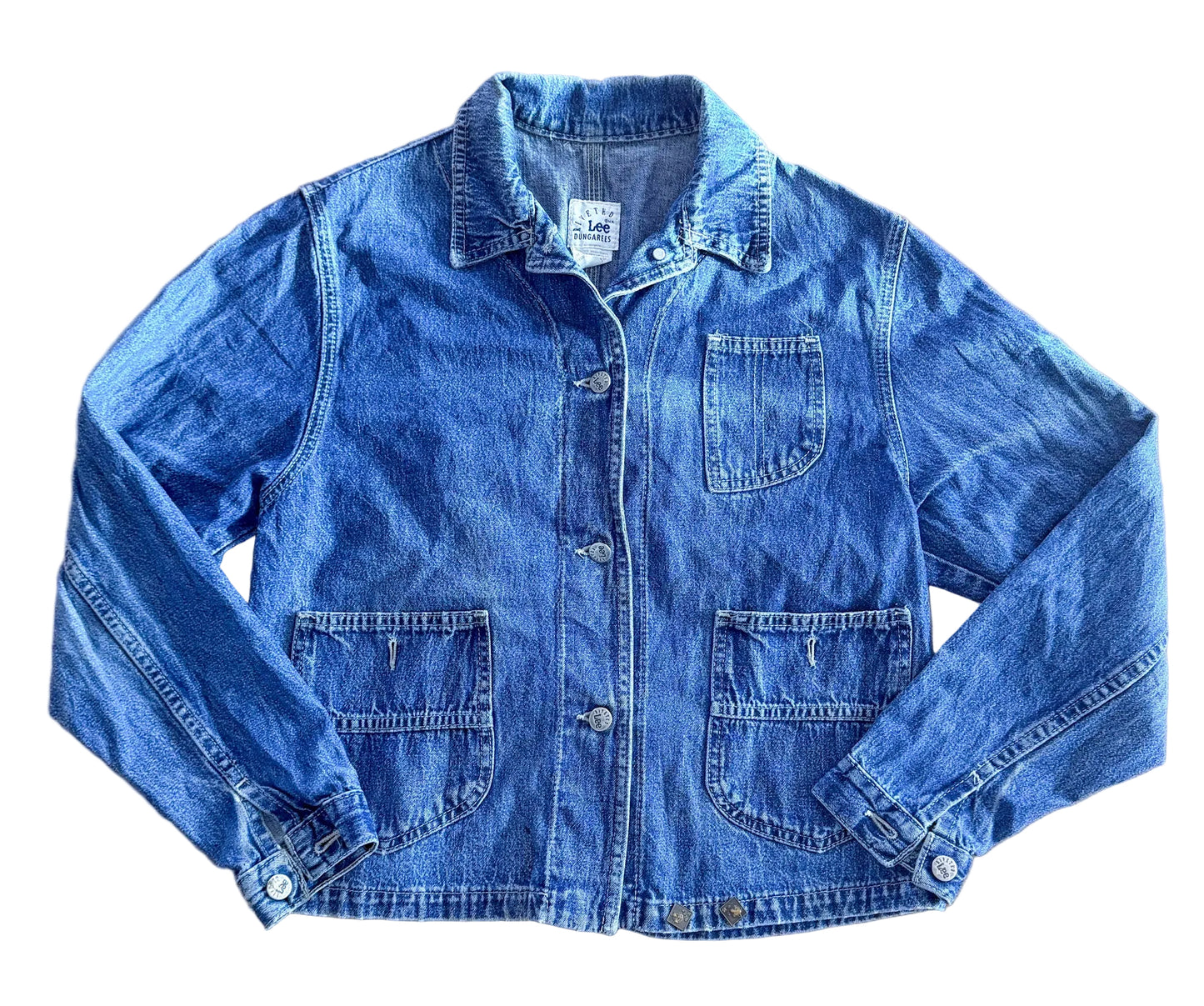 Vintage 90s Lee Riveted Made IN The USA Chore Mid Weight Denim Jacket