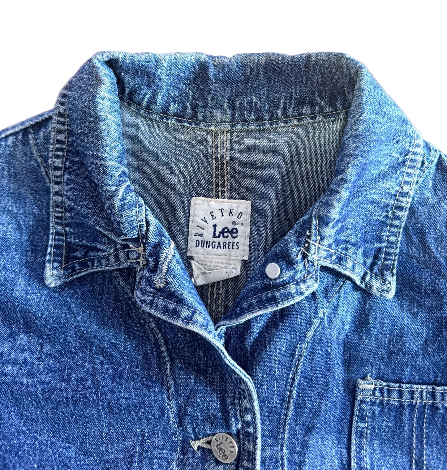 Vintage 90s Lee Riveted Made IN The USA Chore Mid Weight Denim Jacket