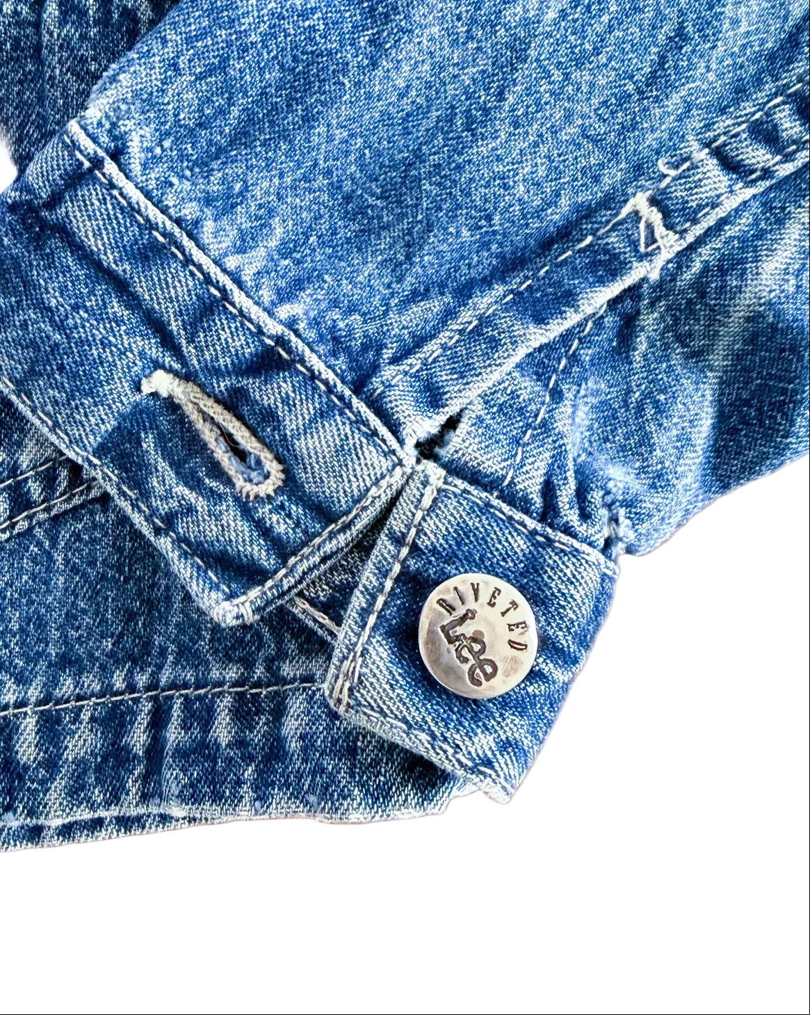 Vintage 90s Lee Riveted Made IN The USA Chore Mid Weight Denim Jacket