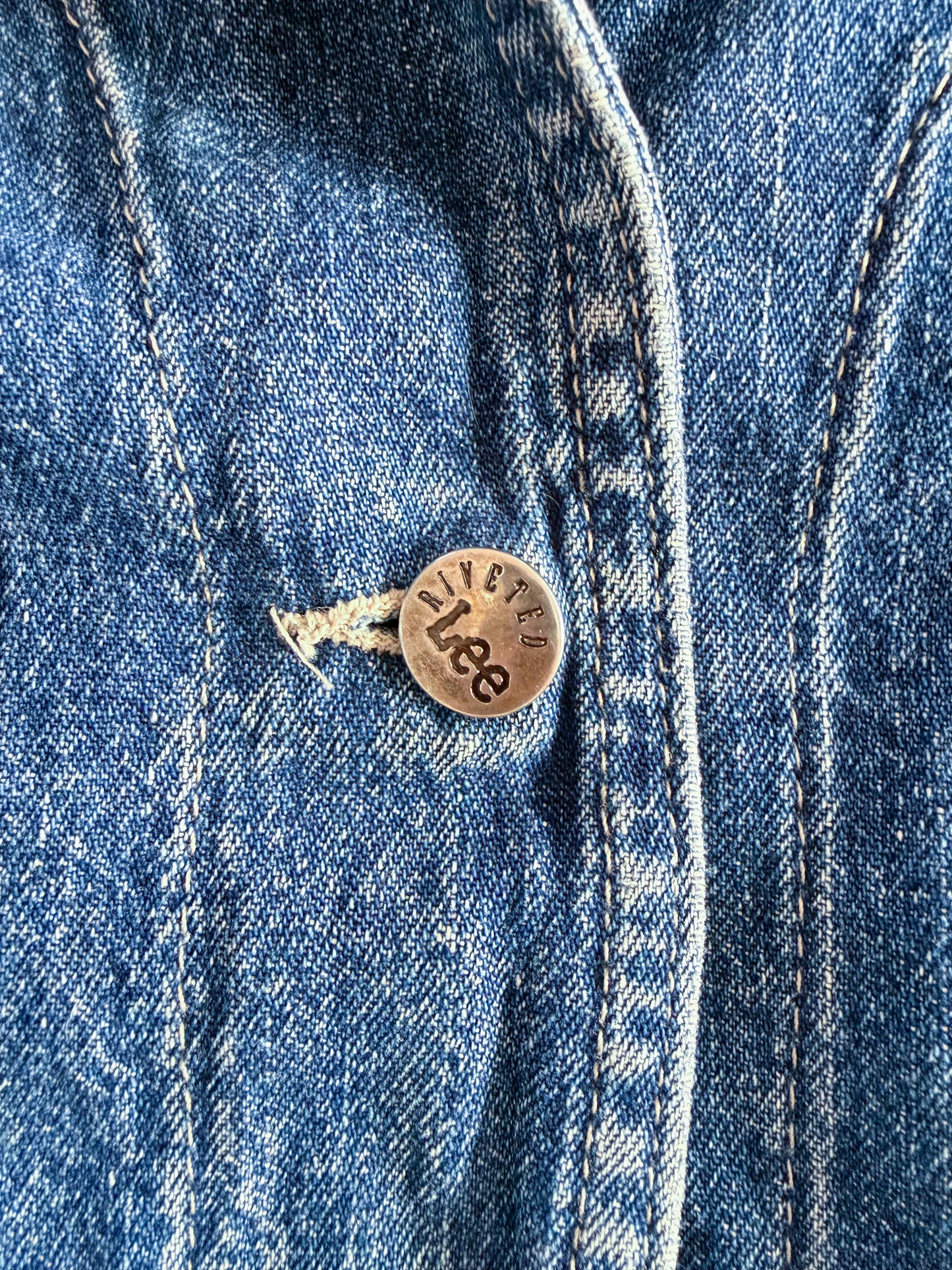 Vintage 90s Lee Riveted Made IN The USA Chore Mid Weight Denim Jacket