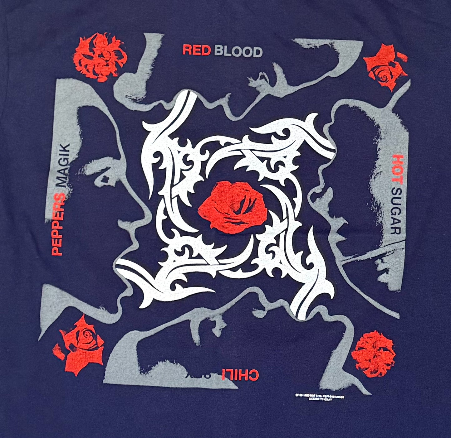 Vintage Red Hot Chili Peppers Blood Sugar Sex Magik Single Stitch Blue and Red Graphic T-Shirt Band Tee XL