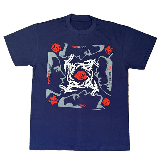 Vintage Red Hot Chili Peppers Blood Sugar Sex Magik Single Stitch Blue and Red Graphic T-Shirt Band Tee XL