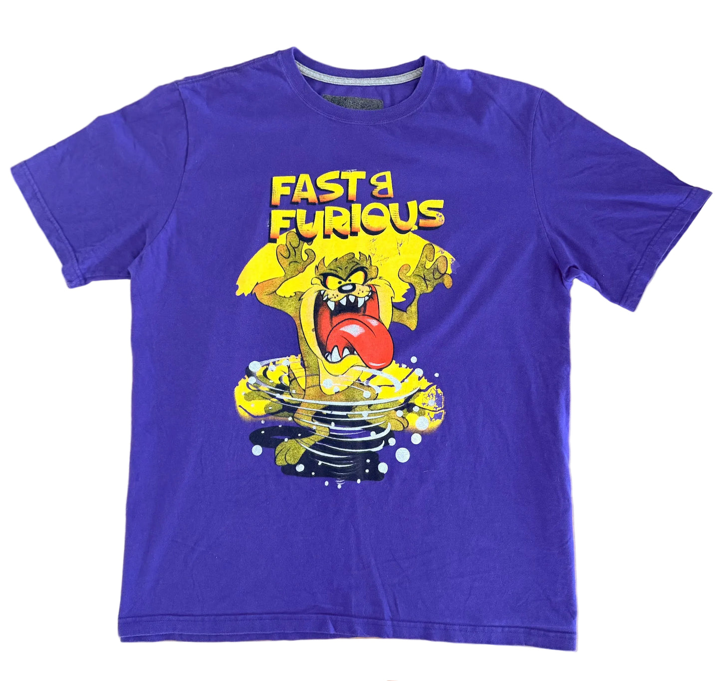 Vintage 2000s Fast And Furious Tasmanian Devil Graphic Purple Cotton T-Shirt XL