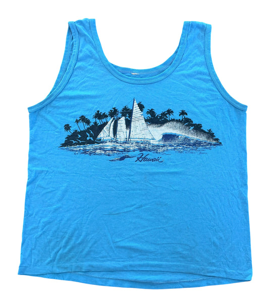 Vintage 1980s Hawaii Surf Singlet Tank Top, XL