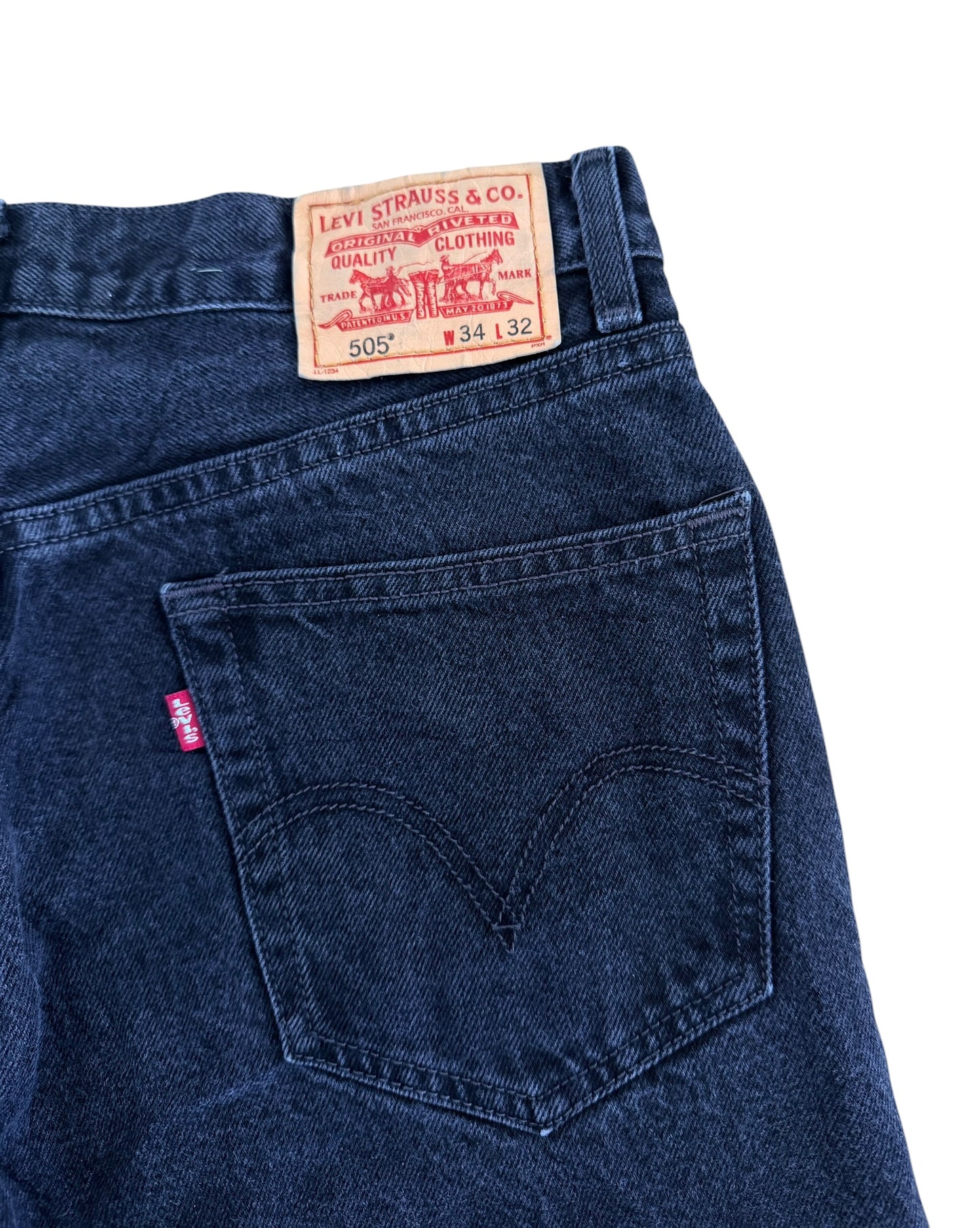 Levi's 505 Black Denim Jeans, W34 L32