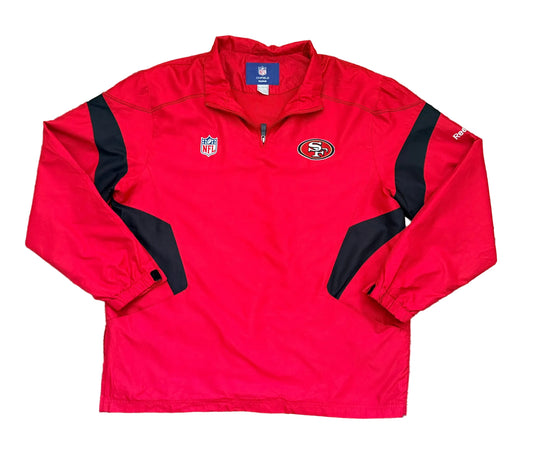 Vintage San Francisco 49ners Reebok NFL On-Field Quarter Zip Embroidered Red Jacket – Red XL