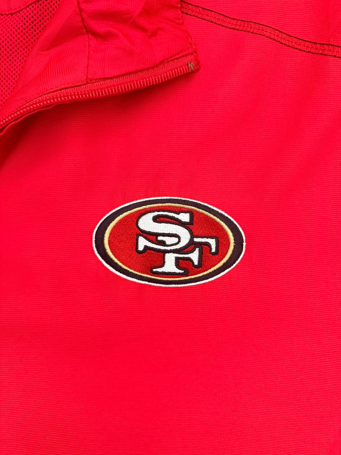 Vintage San Francisco 49ners Reebok NFL On-Field Quarter Zip Embroidered Red Jacket – Red XL