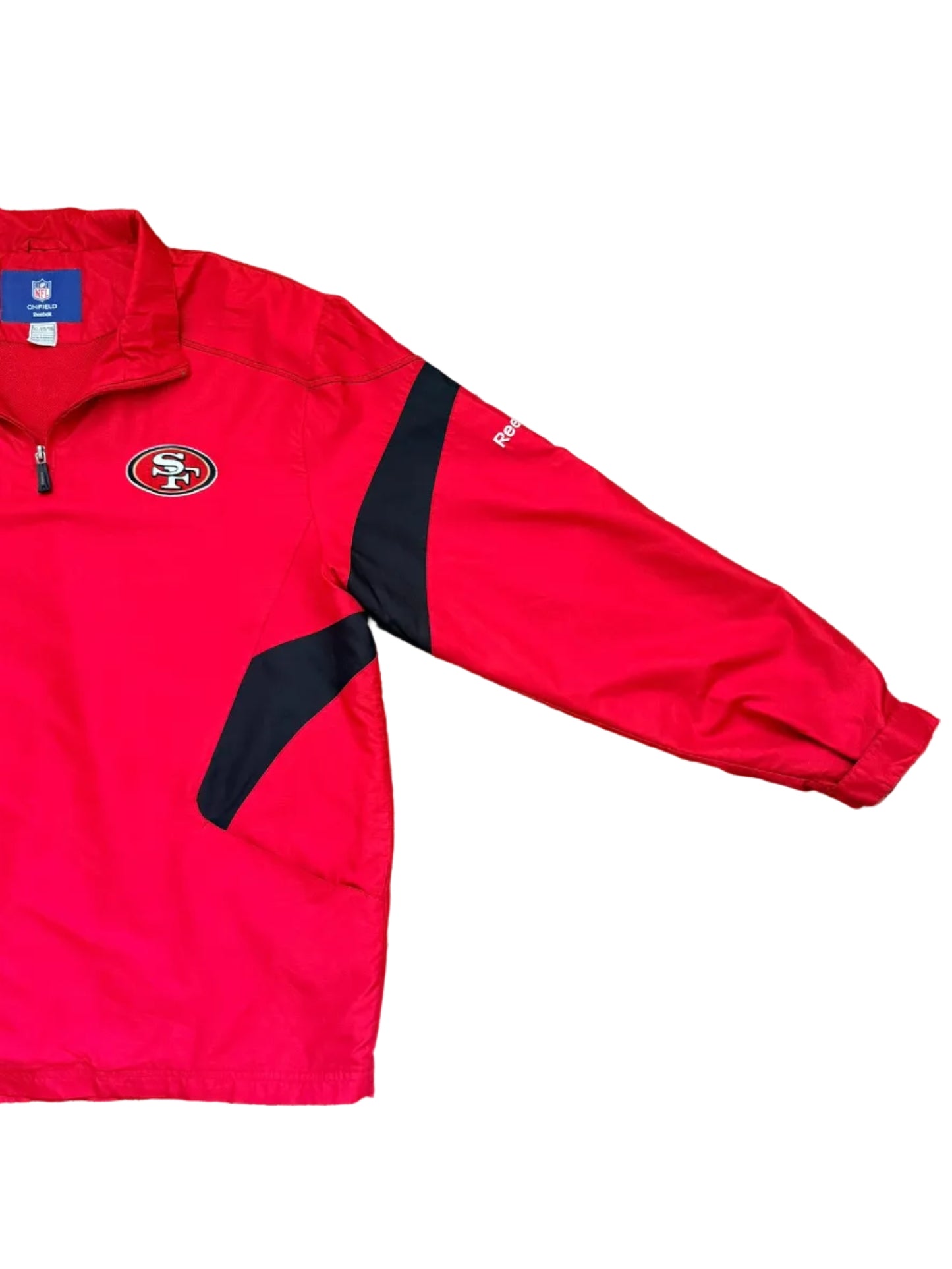 Vintage San Francisco 49ners Reebok NFL On-Field Quarter Zip Embroidered Red Jacket – Red XL