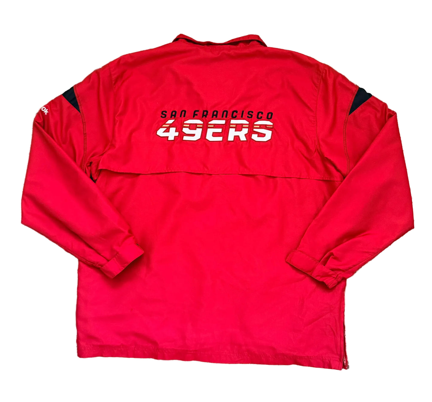 Vintage San Francisco 49ners Reebok NFL On-Field Quarter Zip Embroidered Red Jacket – Red XL