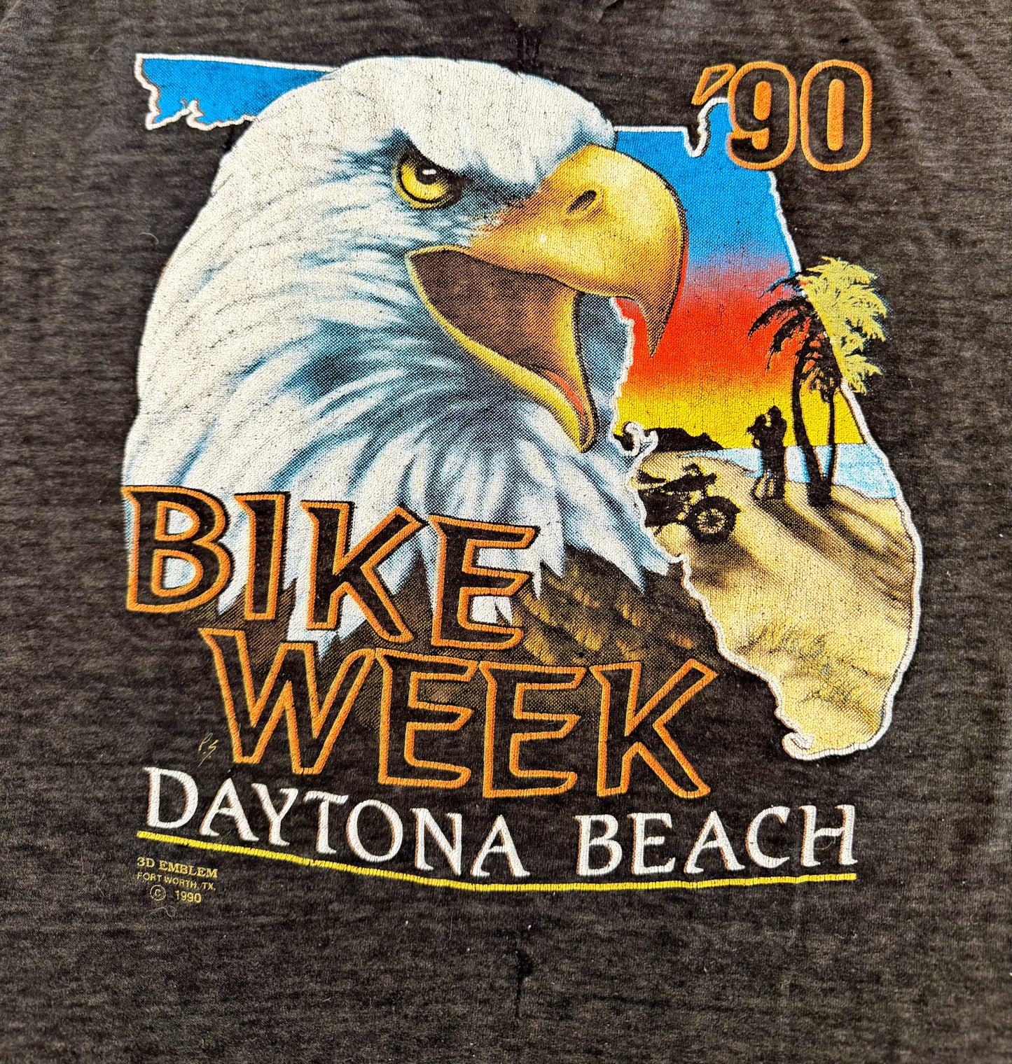 Vintage 1990 Harley-Davidson Bike Week Daytona Beach Sleeveless Shredded T-Shirt Cut Off Tee XL