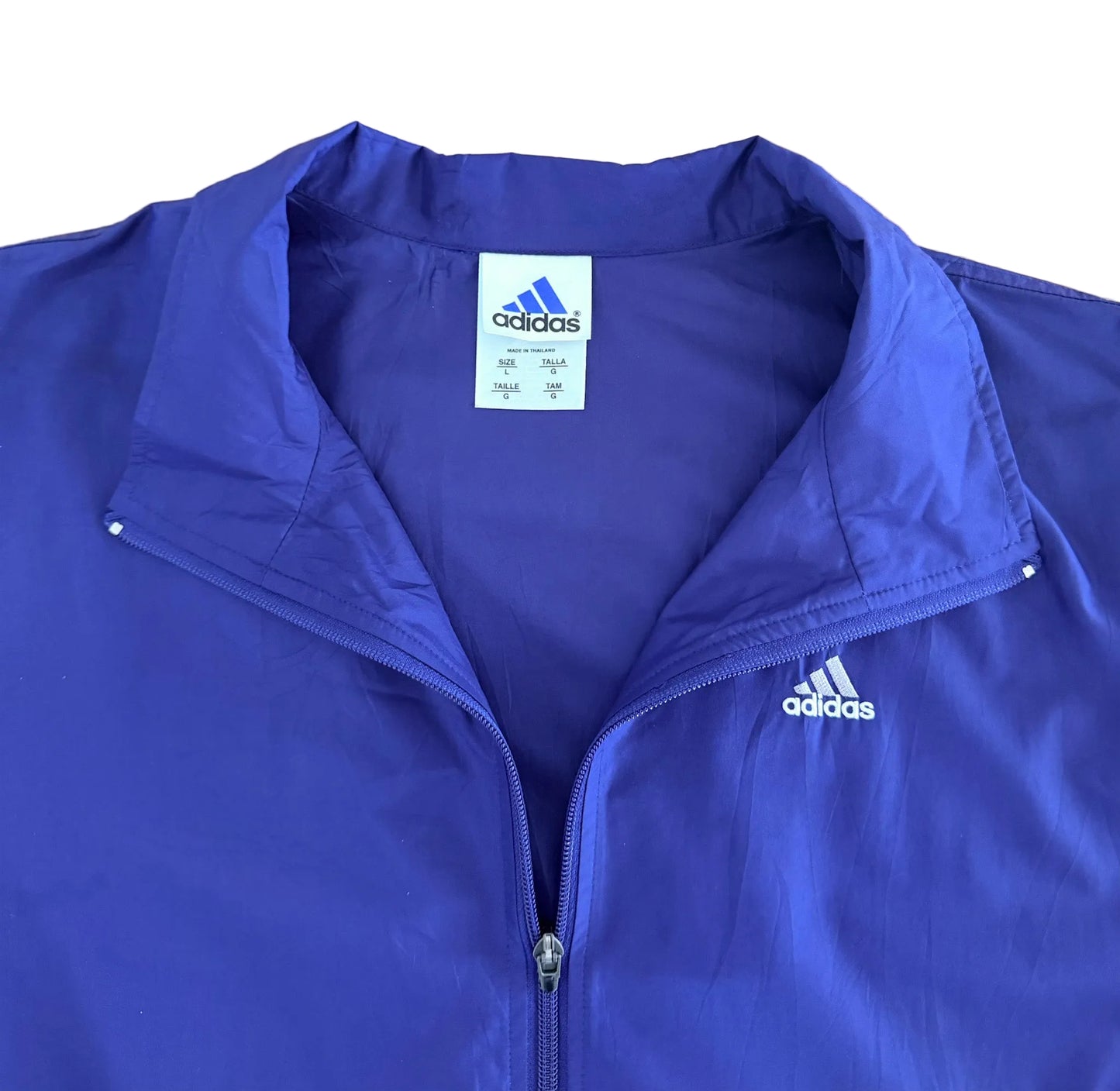 Vintage 2000s Adidas Full Zip Blue Y2K Sportswear Windbreaker Jacket Large