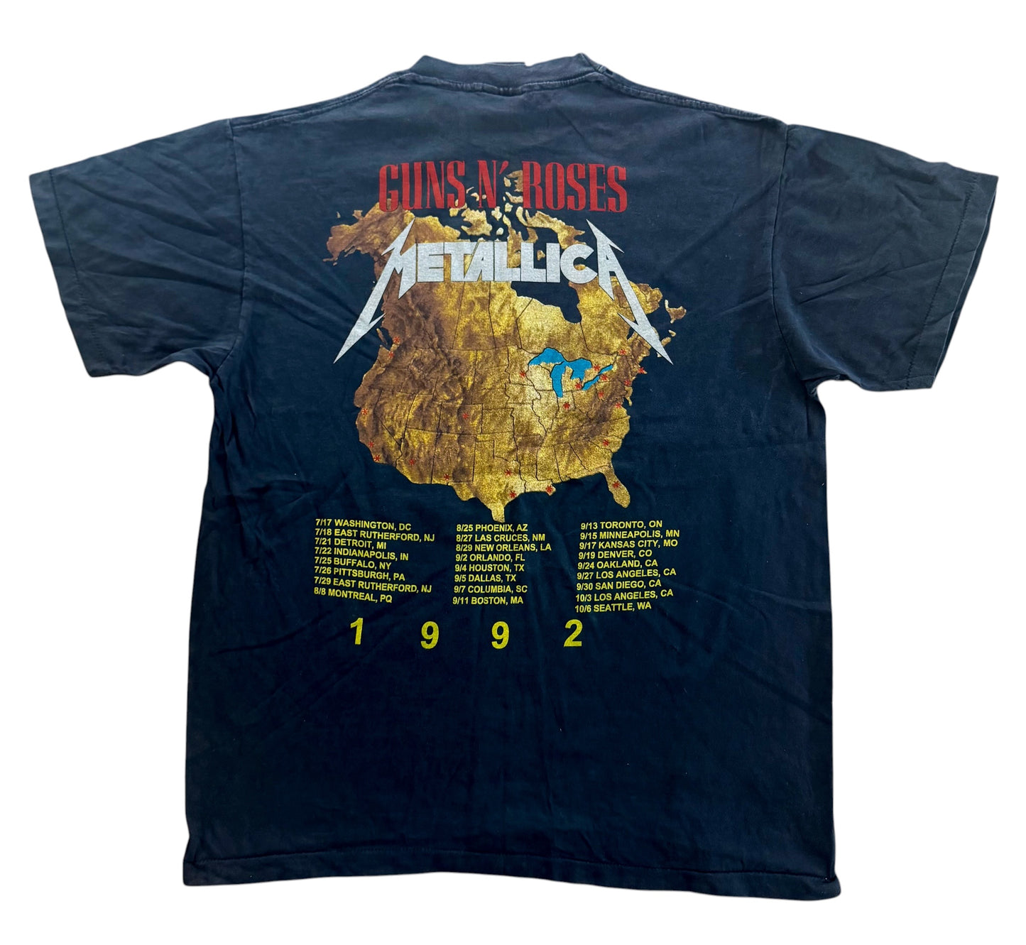 Metallica Guns N' Roses, Brockum Licensed, USA Made, Tour T-Shirt, XL