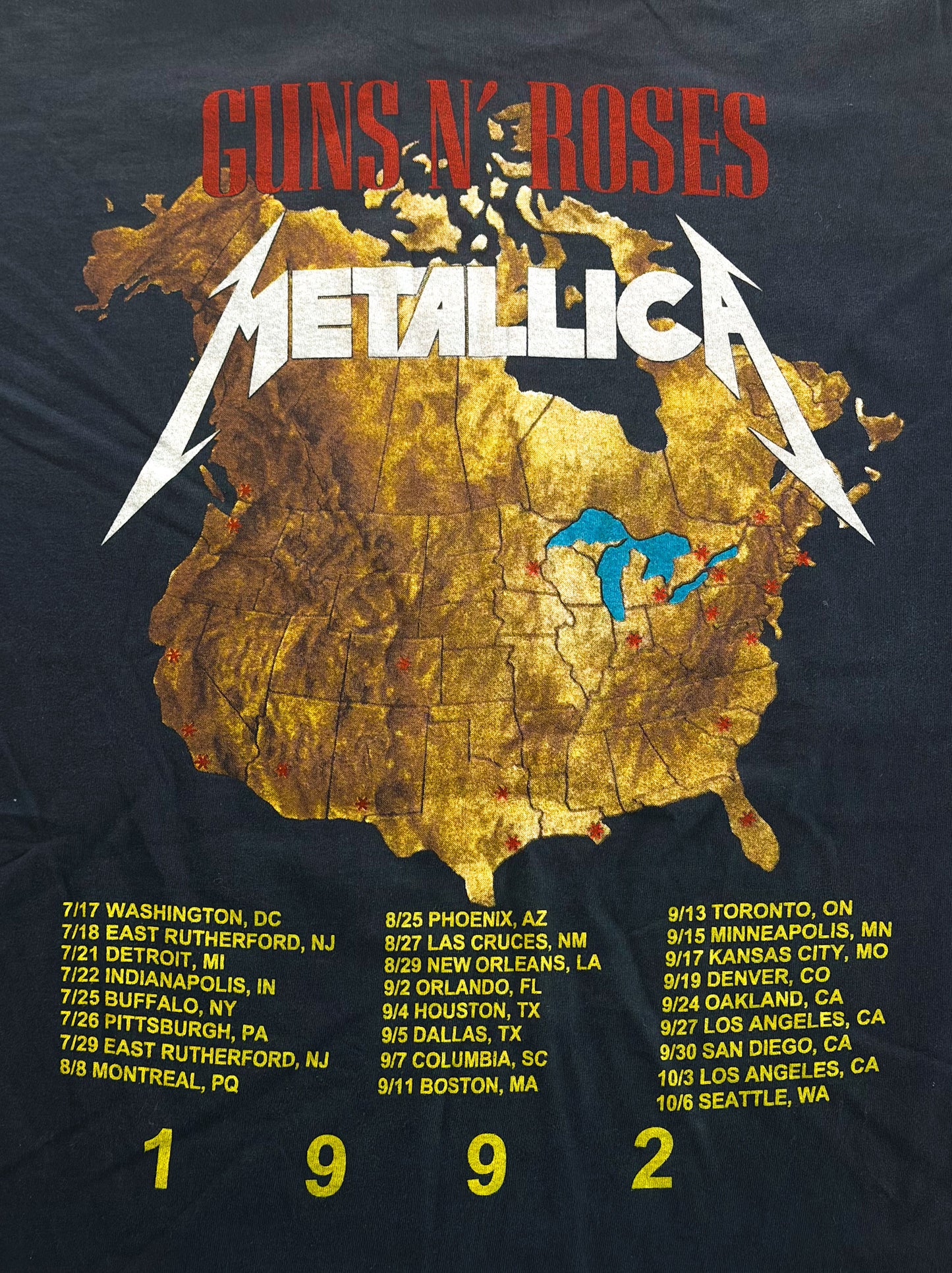 Metallica Guns N' Roses, Brockum Licensed, USA Made, Tour T-Shirt, XL