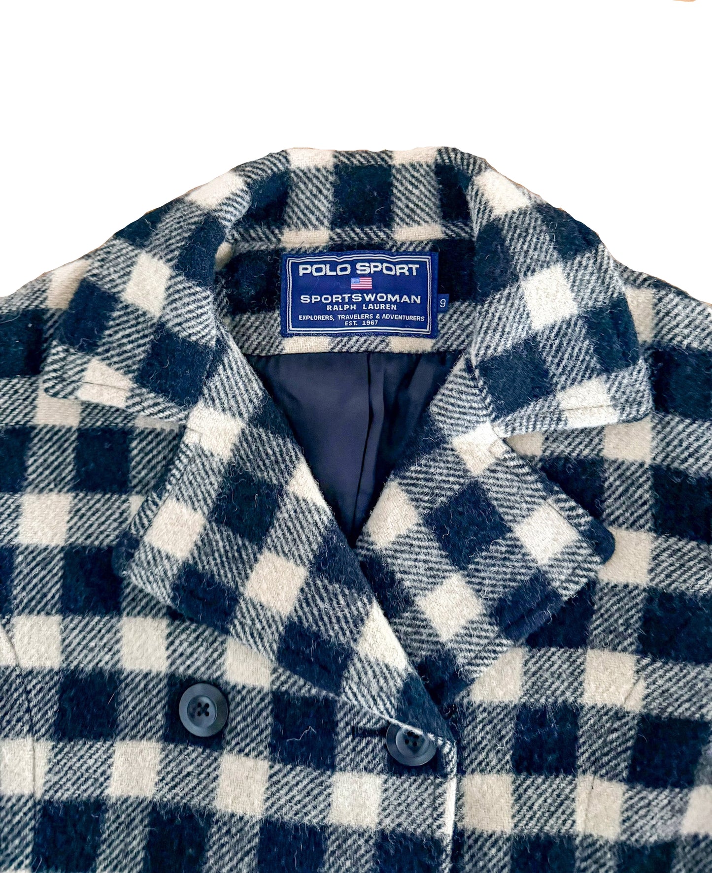 Vintage 90s Polo Sport Ralph Lauren Sportswoman Plaid Wool Check Jacket Small