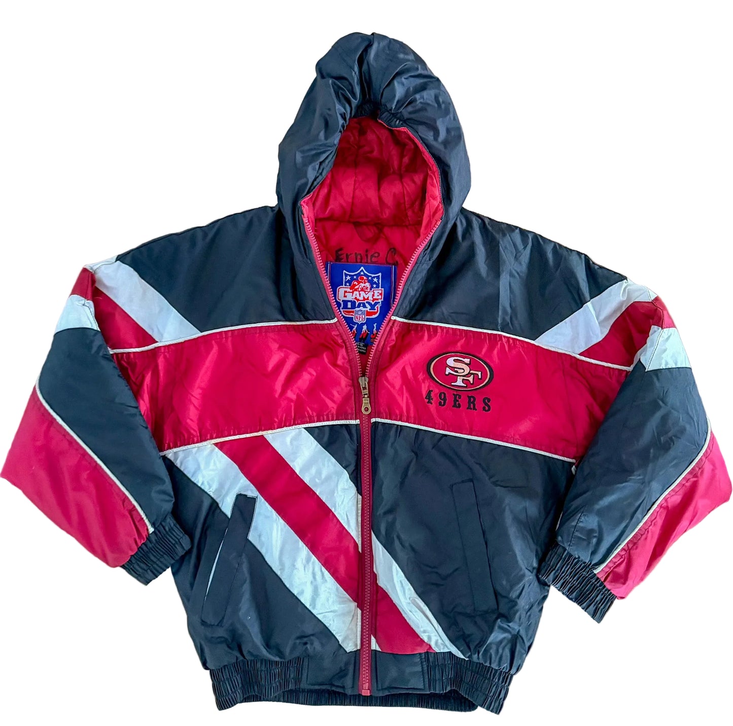 Vintage 1990s San Francisco 49ers Puffer NFL Game Day Hooded Puffer Jacket Adult Small