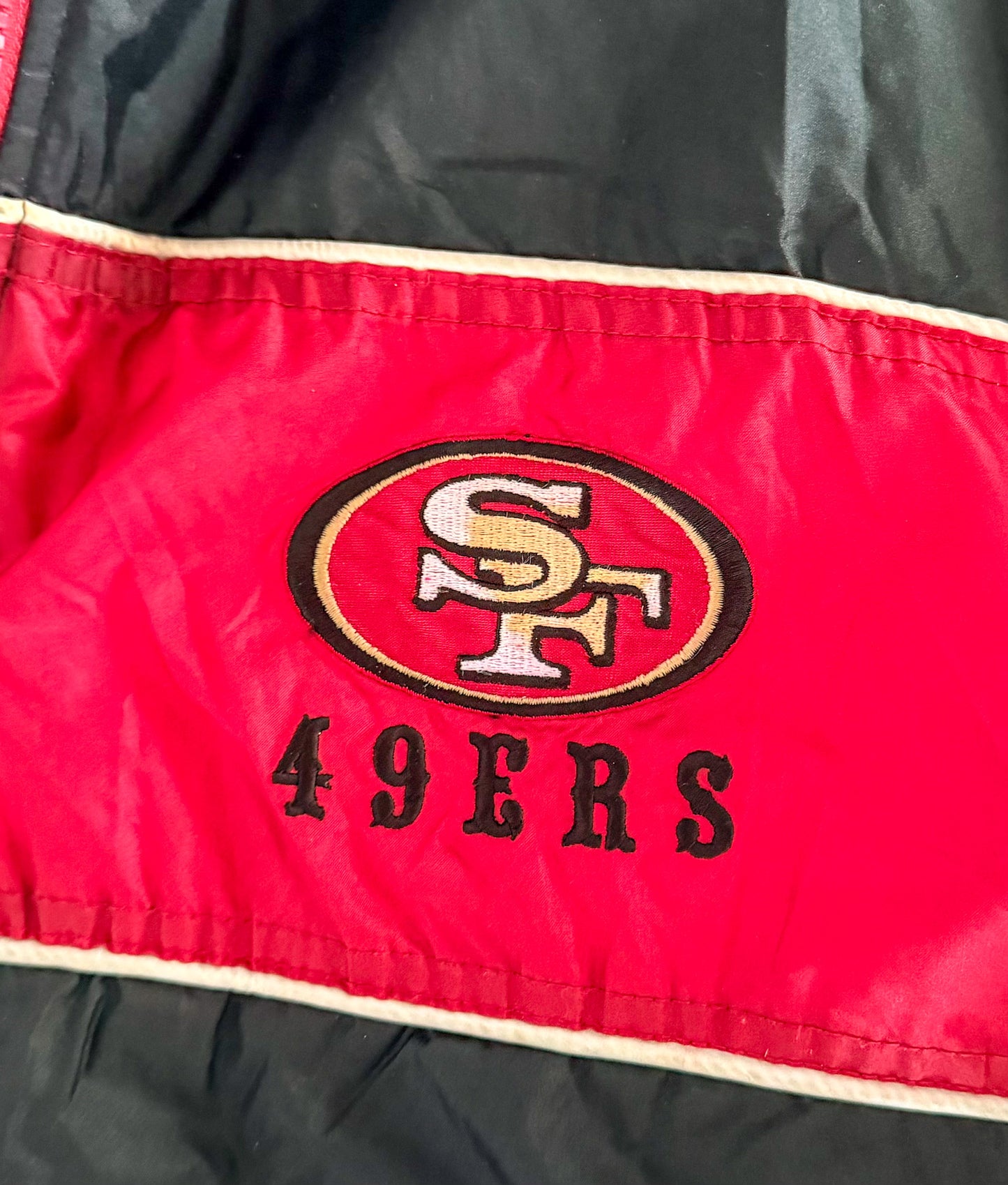 Vintage 1990s San Francisco 49ers Puffer NFL Game Day Hooded Puffer Jacket Adult Small