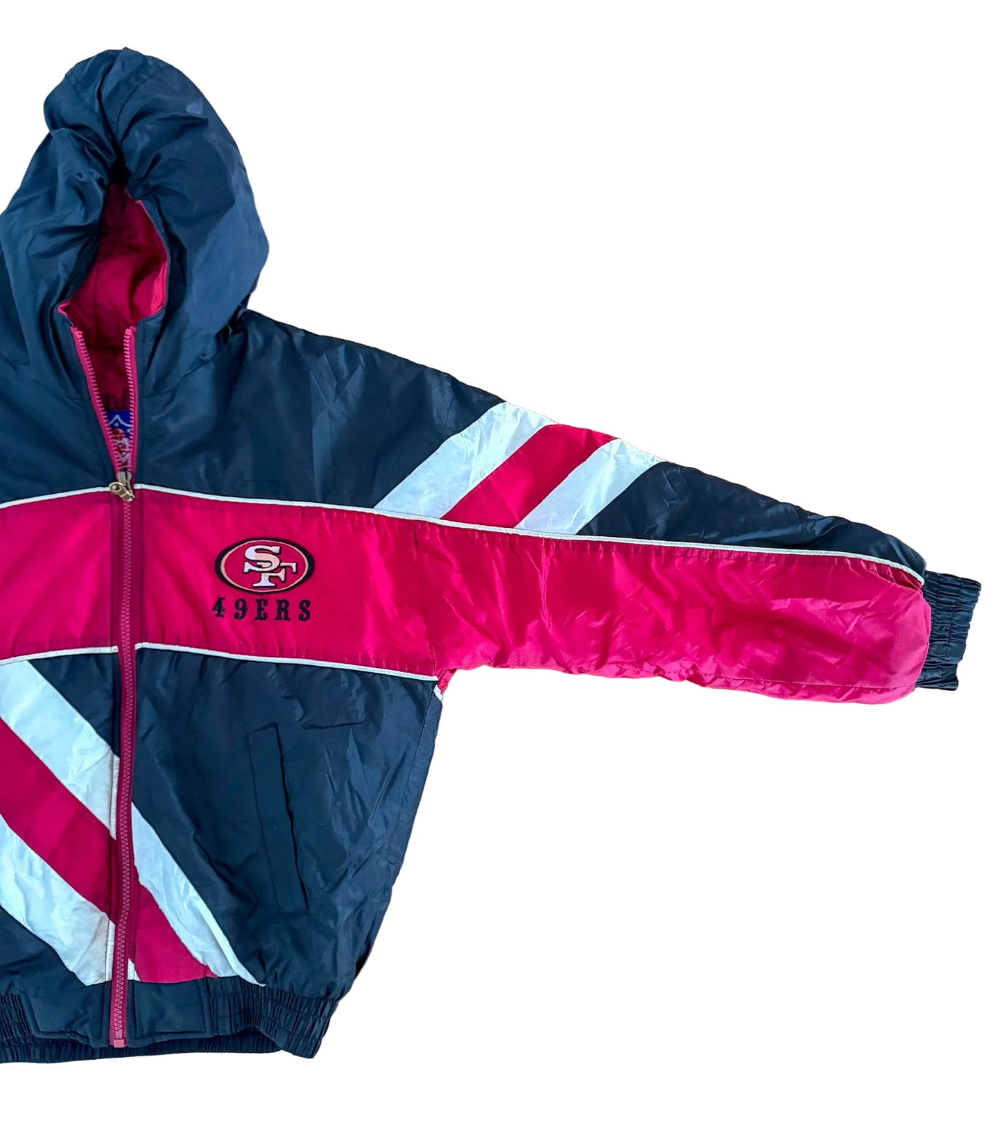 Vintage 1990s San Francisco 49ers Puffer NFL Game Day Hooded Puffer Jacket Adult Small