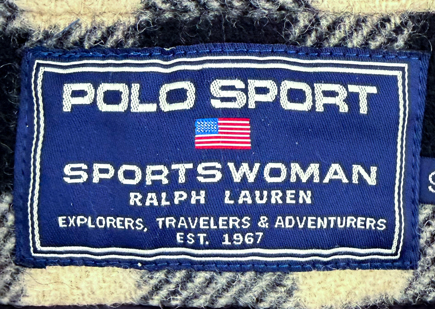Vintage 90s Polo Sport Ralph Lauren Sportswoman Plaid Wool Check Jacket Small