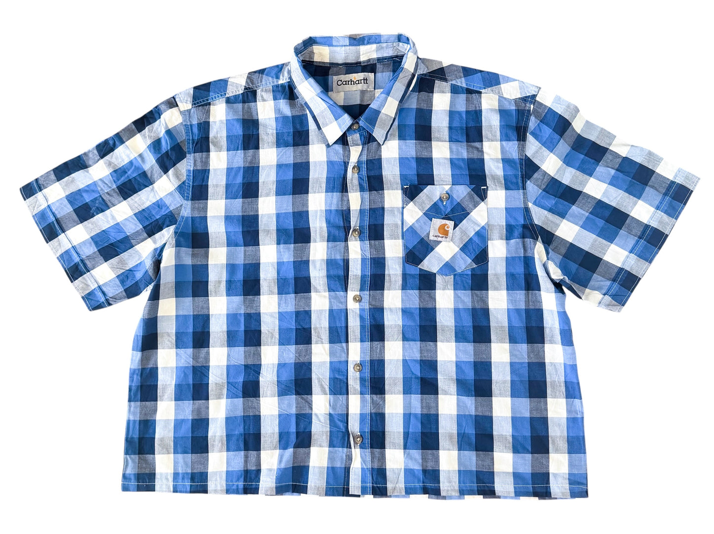 Carhartt Reworked Blue Plaid Box Fit Shirt, XXL