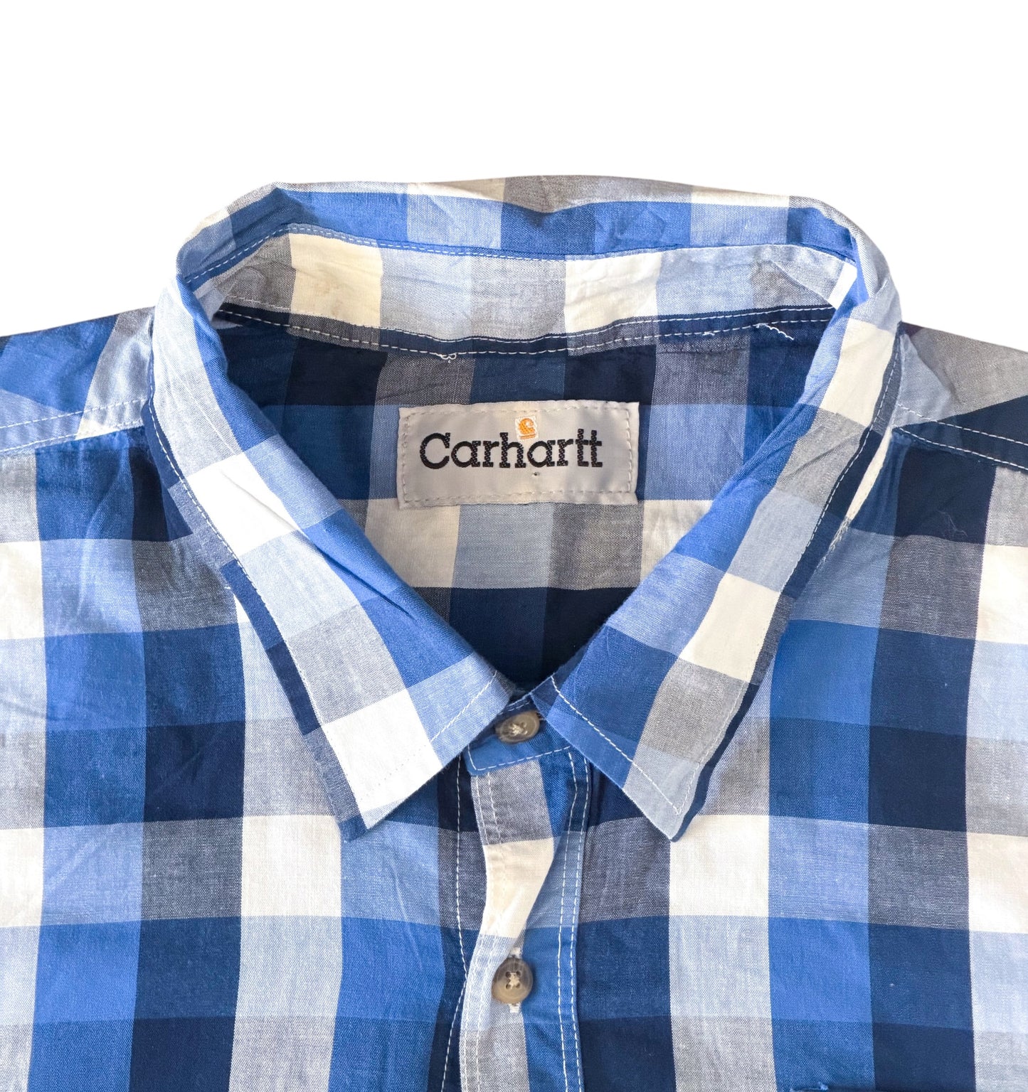 Carhartt Reworked Blue Plaid Box Fit Shirt, XXL