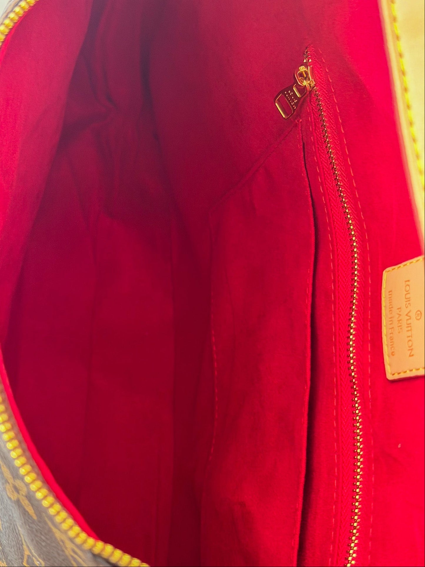 Vintage Louis Vuitton Monogram Canvas Red Interior Made in France Hobo Shoulder Bag