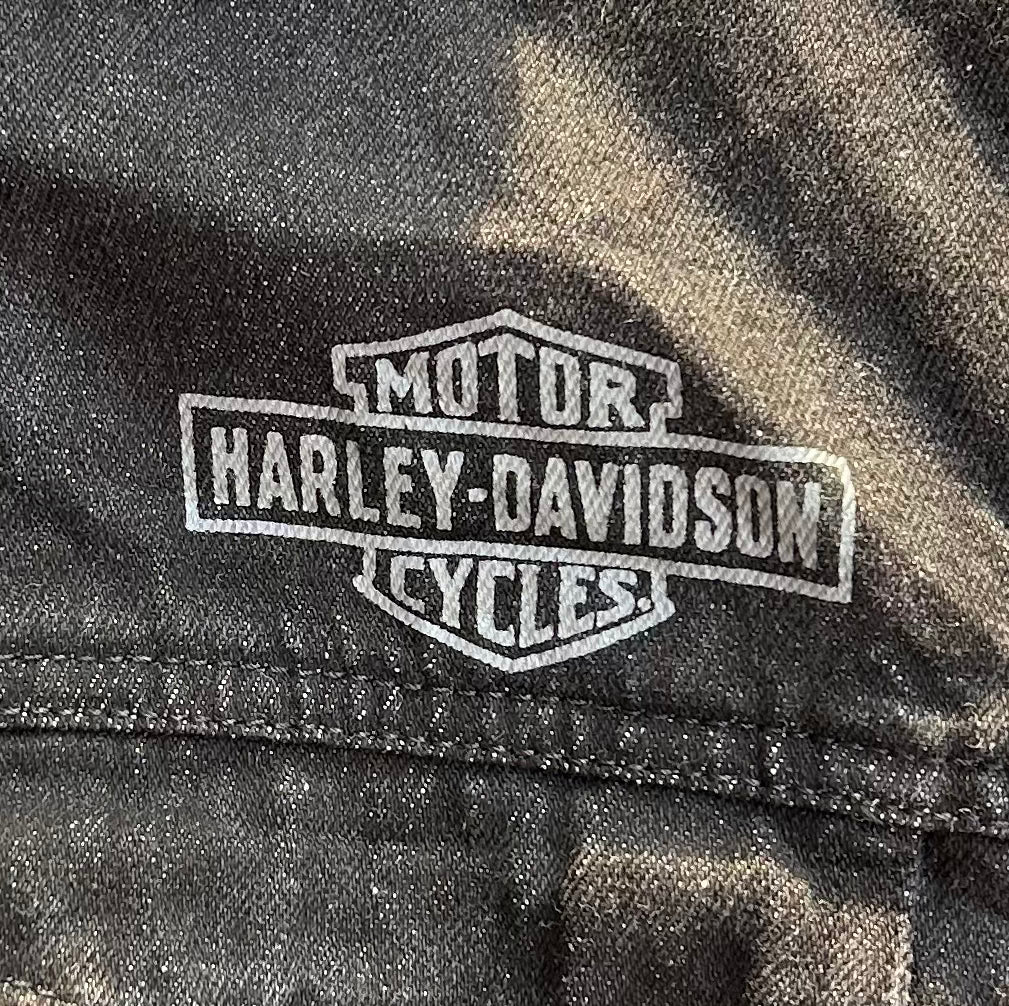 Vintage Kids Harley Davidson Hooded Black Denim Jacket 12-14 Years